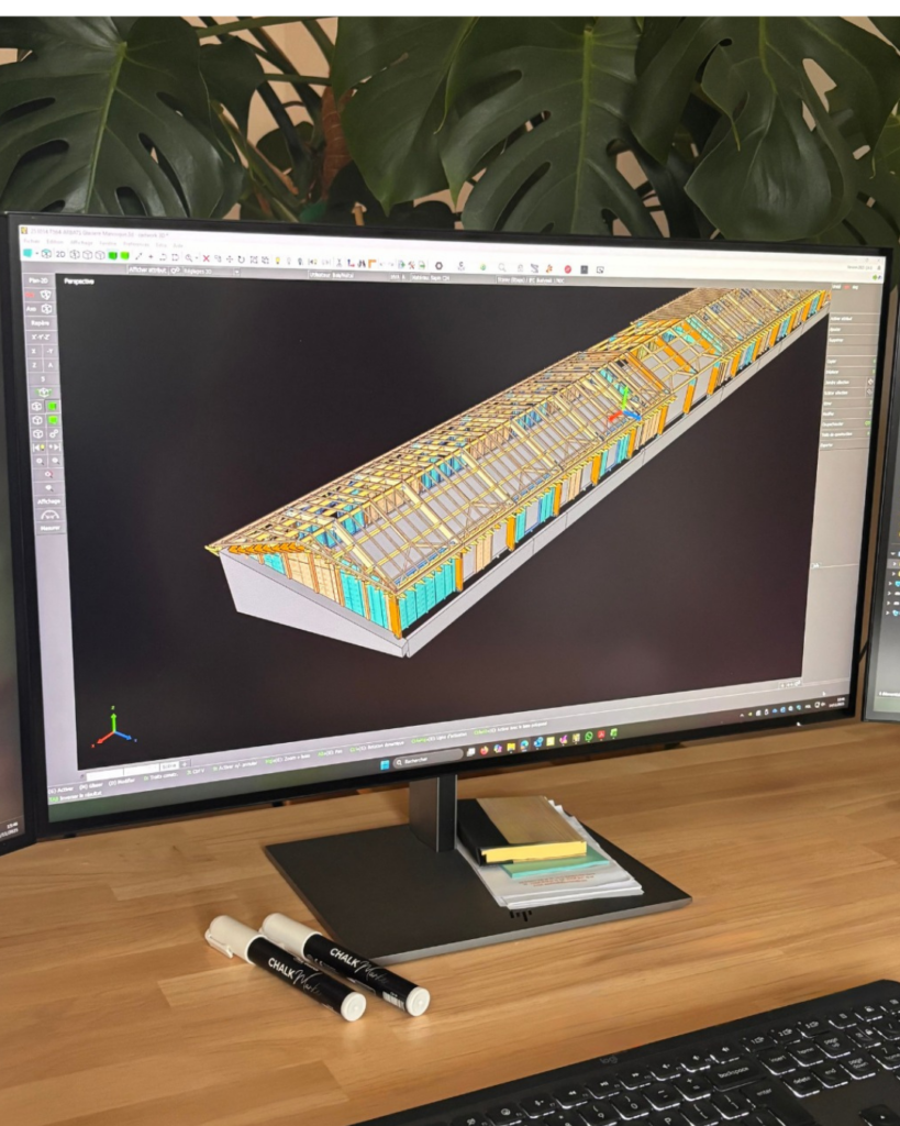 vu 3d sur ordinateur dans un bureau