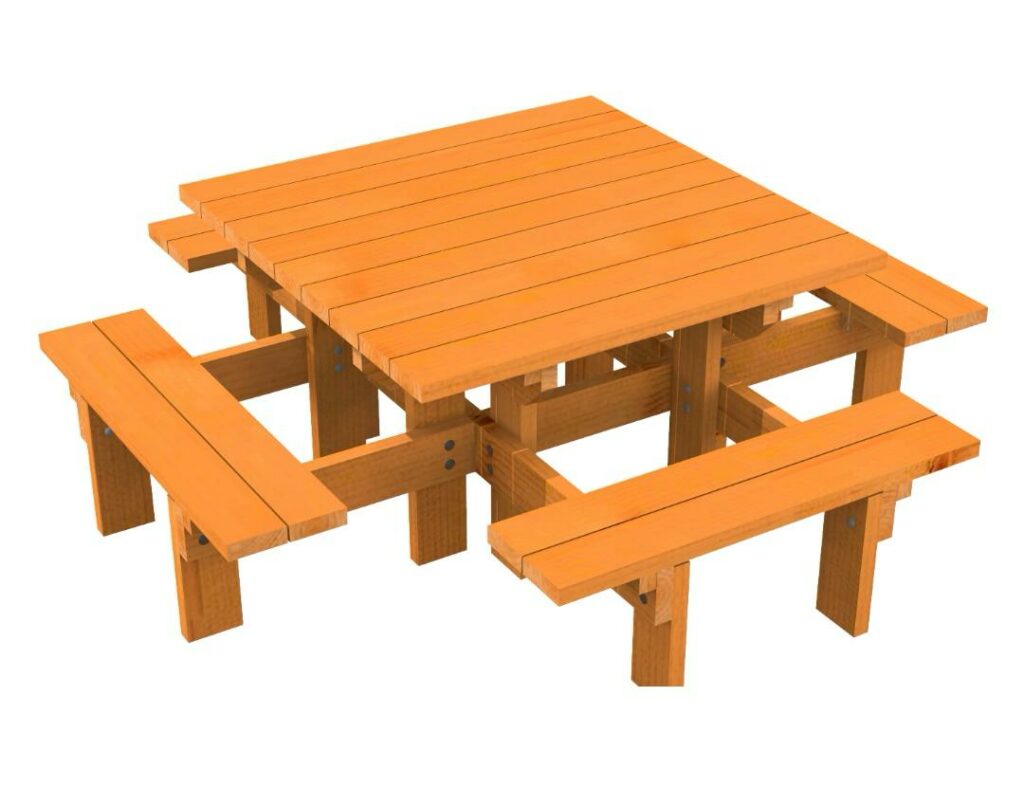 3D d'une table en bois 8 places