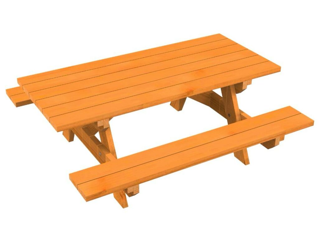 3D d'une table en bois 6 places