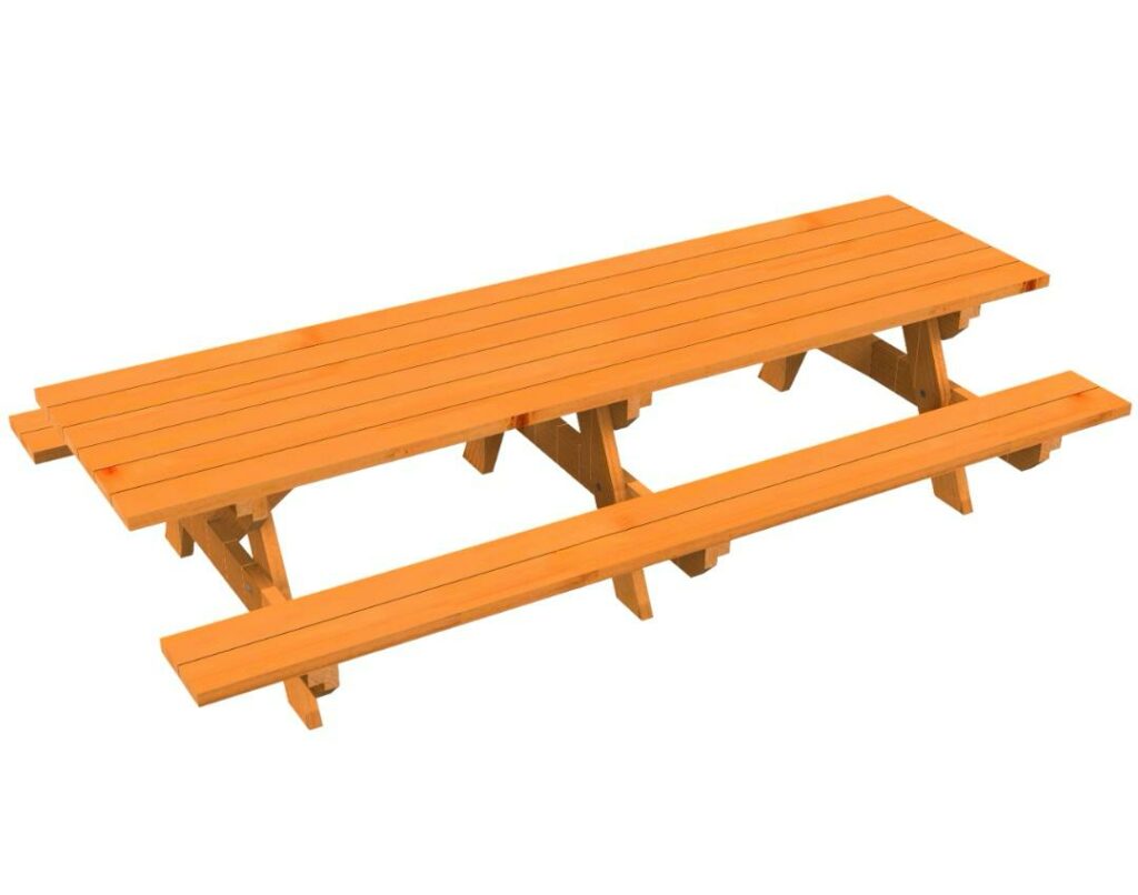 3D d'une table en bois 10 places